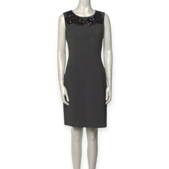 Diane Von Furstenberg Mackenzie Sheath Dress Embellished Jewel Neckline Gray 10 - Picture 1 of 14